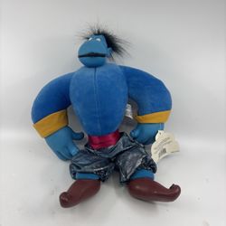 VINTAGE 1990's The Disney Store Aladdin Genie Plush Doll Stuffed Toy Blue 15"
