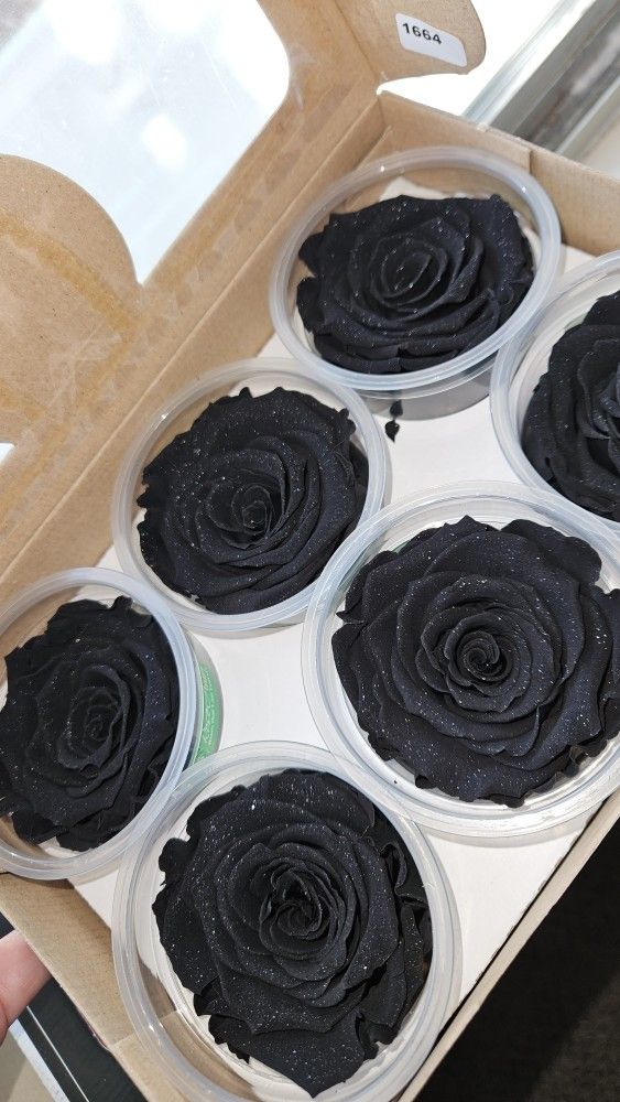 BLACK SPARKLING FOREVER ROSES (6)