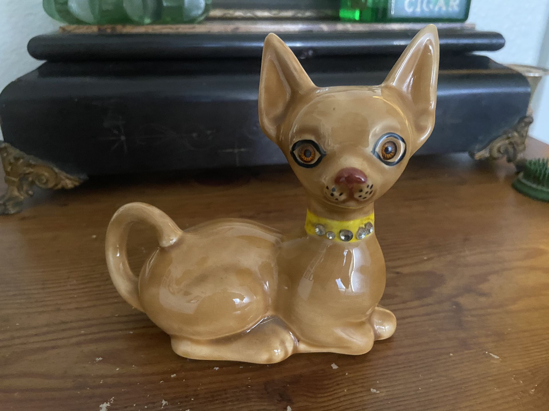 Vintage California USA Mold Cat With Rhinestone Collar