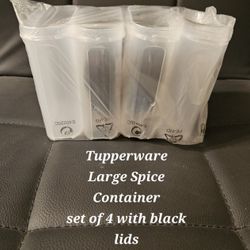 Tupperware Large Spice Container Set Of 4 With Black Lids