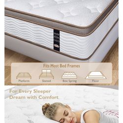 New BedStory Queen Mattress - 14 Inch Hybrid Mattress Medium Feel - Individually Wrapped Coils for Press