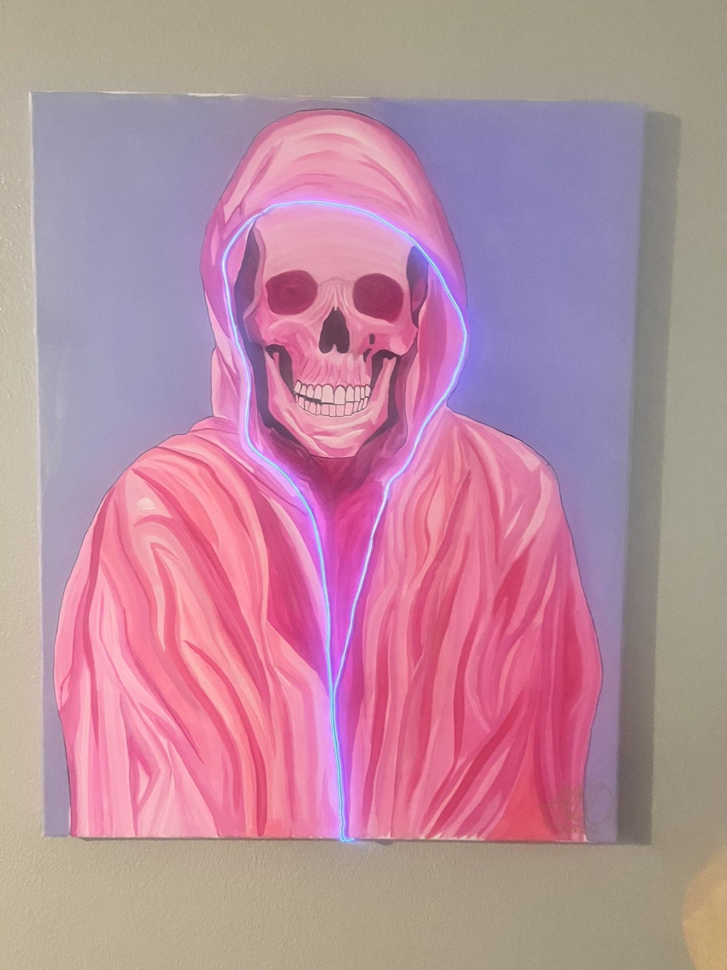 Acrylic Painting, Pink Grim Reaper