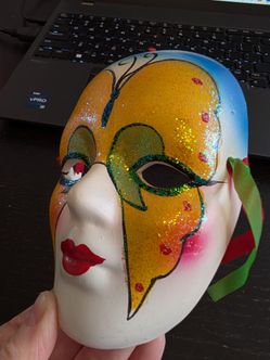 New Orleans Mardi Gras Hand Painted Ceramic Mask - Set of 3