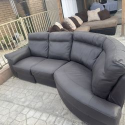 Leather Sectional With Electric Recliner 