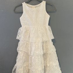 White Flower Lace Kid Dress