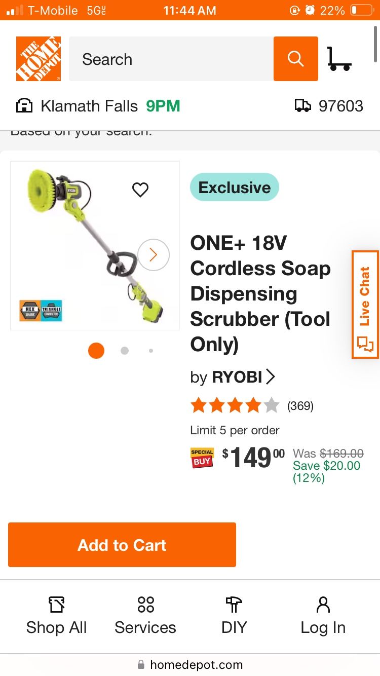 Brand new Ryobi Scrub Brush And light Also Laundry Detergent