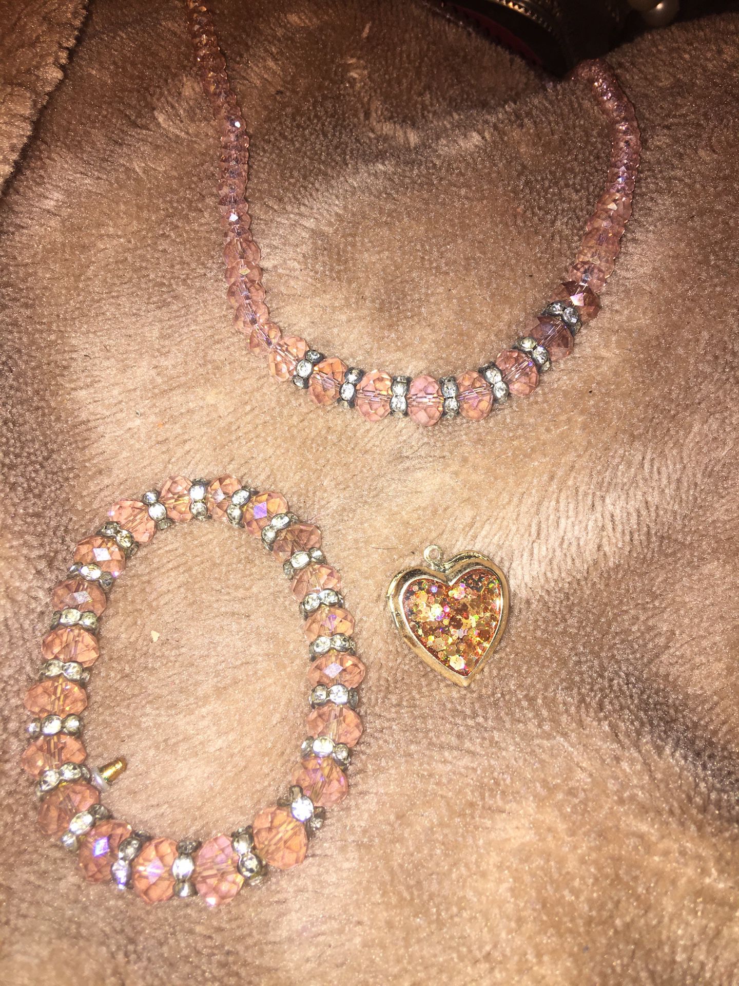 Pink Bracket, Locket And Necklace 
