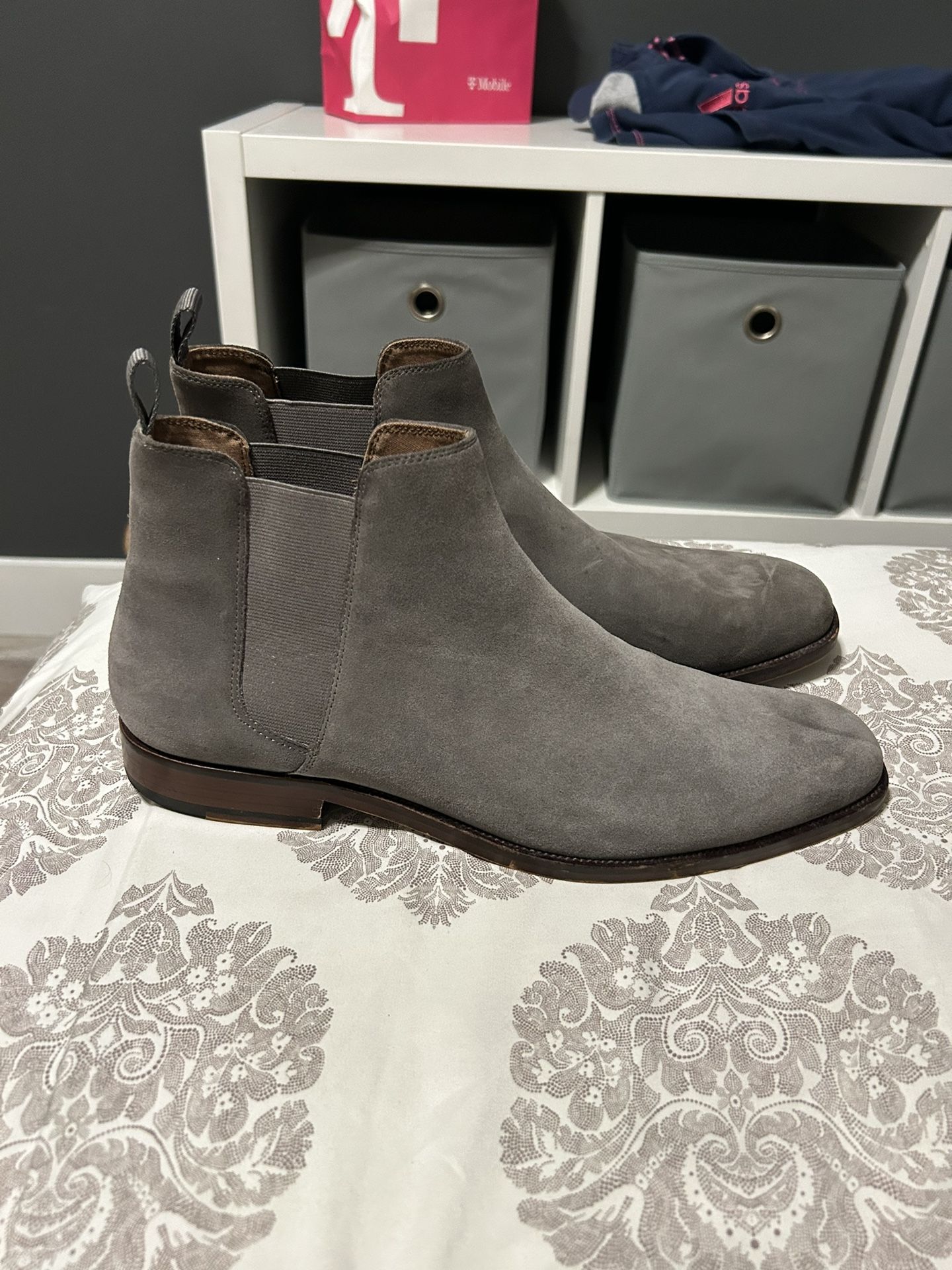 Mens Aldo Grey Suede Chelsea Boots