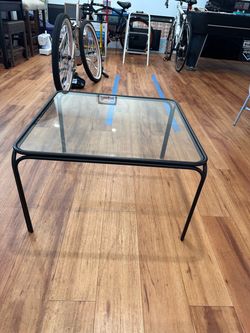 Glass Top Coffee Table with Black Metal Frame