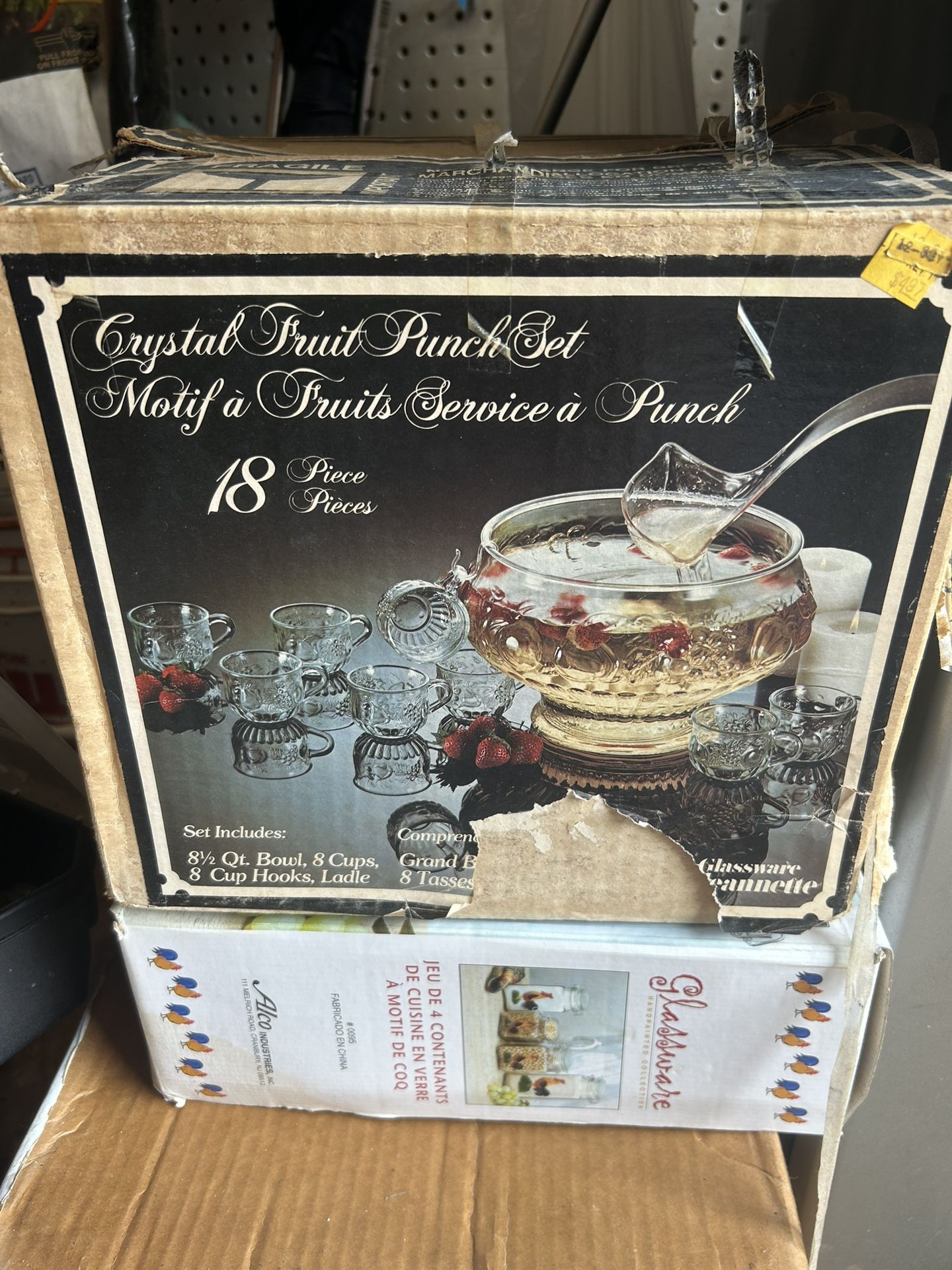 Vintage Crystal Punch Bowl Set