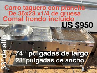 Carro taquero de acero inoxidable extra grande