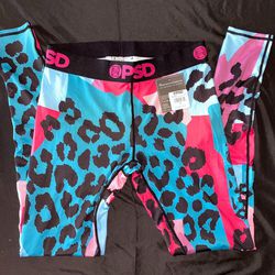 New PSD Scattered Cheetah Pop Leggings Multicolor Athletic Fit Womens Size Large