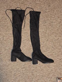 Black Faux Suede Over-the-Knee Boots
