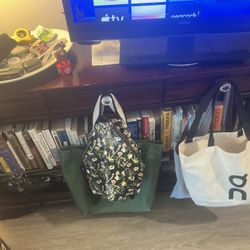 Three Piece Bedroom Or Living room Set In Dark Wood, One Shelf Each, Two To Three Drawers