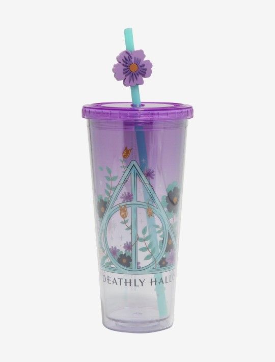 Harry Potter Deathly Hallows Travel Cup Floral Acrylic  20oz