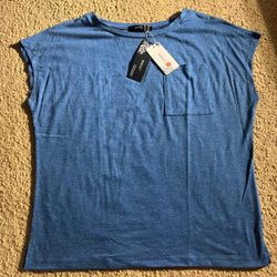mirol plain blue blouse with chest pocket