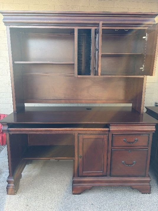 Beautiful Solid Wood Desk And File Cabinet