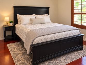 Black Wood Panel Bed Frame Queen/King
