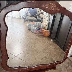 Antique Carved Wooden Mirror