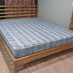 Solid Wood Queen Bed With Mattress And Boxspring Cama Colchon Cot Sleep 🛌