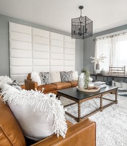 Upholstered Wall Mounted Headboard Panels Leather for Queen size bed