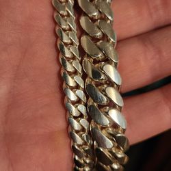 Handmade Tight Linked 999 Silver Miami Cuban Link Chain and Bracelet 