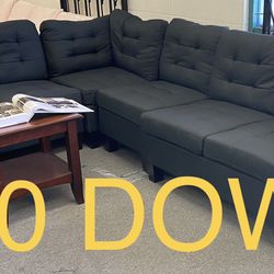 New Black Fabric 4 PCS Sectional (Finance & Delivery)