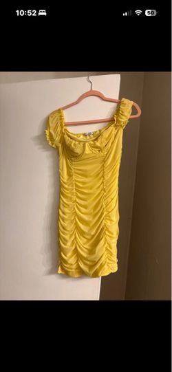 Yellow Ruched Mini Dress