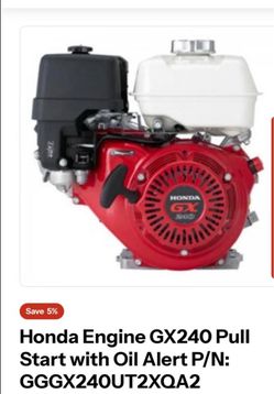 Honda Engine GX240 Pull Start with Oil Alert P/N: GGGX240UT2XQA2 new $550 firm
