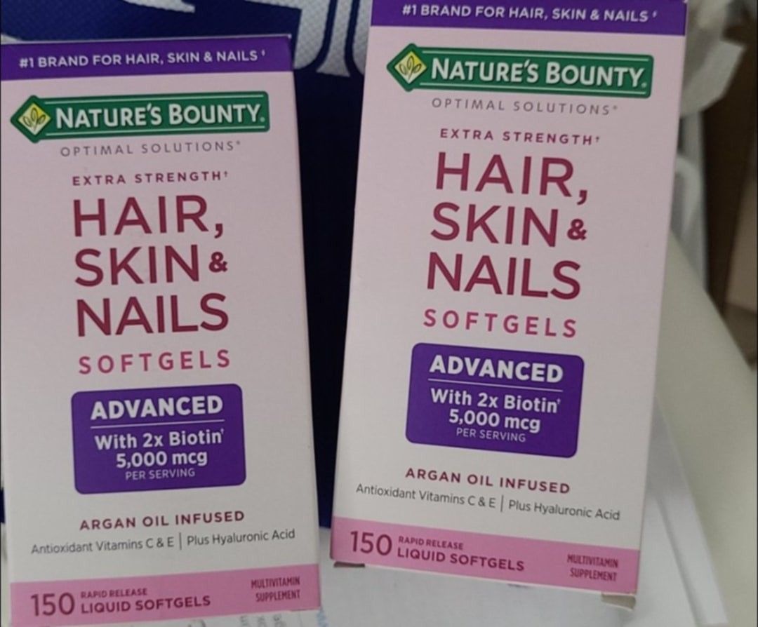 Nature's Bounty Advanced Hair, Skin & Nails, Argan-Infused Vitamin Supplement with Biotin and Hyaluronic Acid, 150 Rapid Release Softgels, 50 Total