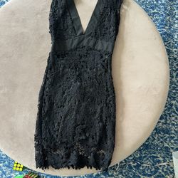 Black Lace Backless Cocktail Dress