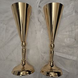 2 tabletop decoration centerpieces copper gold metal
