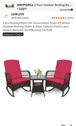 3-Piece PE Wicker Outdoor Rocking Bistro Set