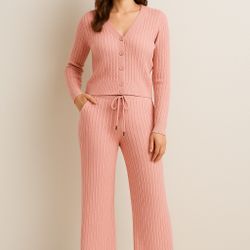 Blush Cable-Knit Lounge Set