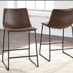 2 New Counter Height Stools - Choice: Black, Brown or Whisky Brown 