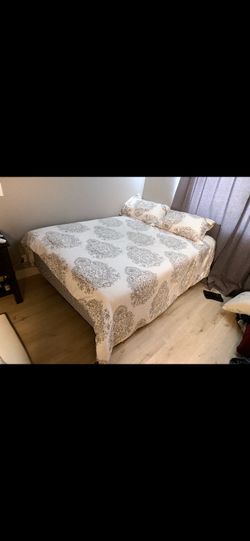 Full size, memory foam mattress, with  boxspring  and  frame