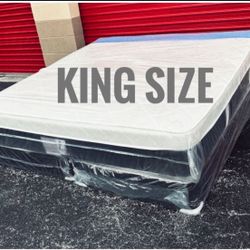 NEW Mattress King Size Plush Pillowtop With Box Spring // Offer  🚚