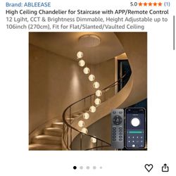 ABLEEASE 12-Light High Ceiling Staircase Chandelier