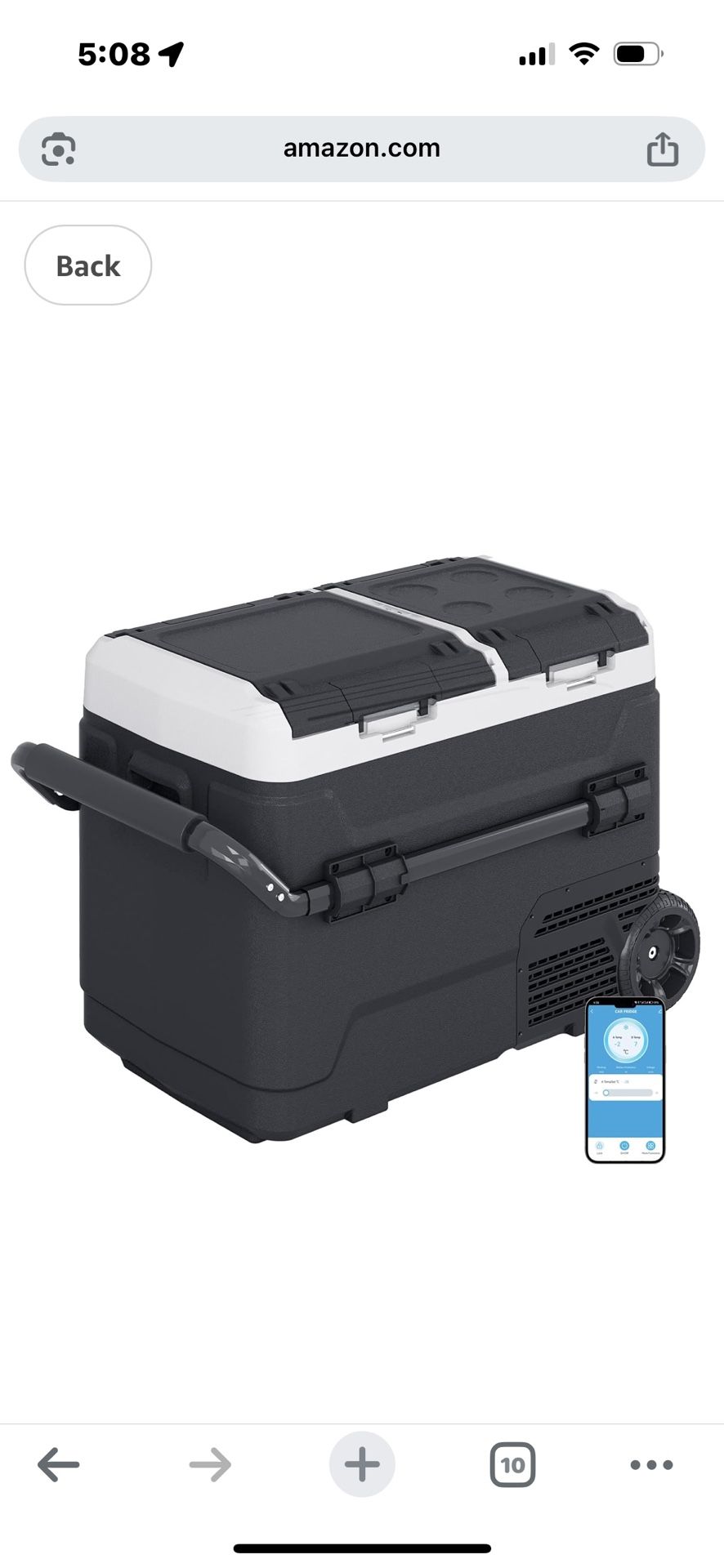 Portable Car Refrigerator, 12V Dual Zone Freezer& Cooler with 12/24V DC&110/240V AC, 4℉~68℉,Car Fridge with APP Control & Wheels for Camping, Travel, Restaurant & Food service equipment