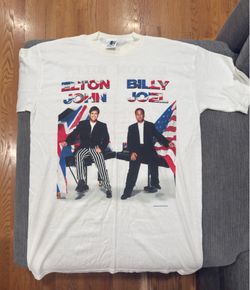 Vintage 1995 Elton John Billy Joel Face to Face Tour T Shirt White Large Single Stitch Band Tee