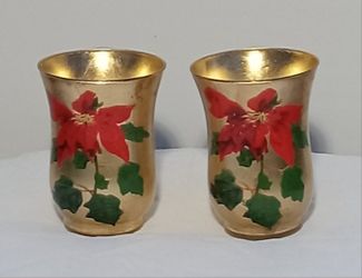 Christmas Poinsettia Candle Vase(set of 2)
