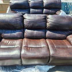 3 Seater Power Recliner Sofa Leather 