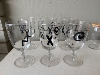 Hand-Painted Glass Goblets Set of 6