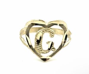 Woman’s Ladies 10k Yellow Gold Initial G in a Heart Ring Size 8  GP3122291