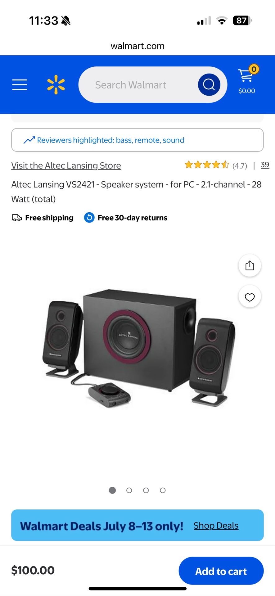 Altec Lansing VS2421 - Speaker system - for PC - 2.1-channel - 28 Watt (total)