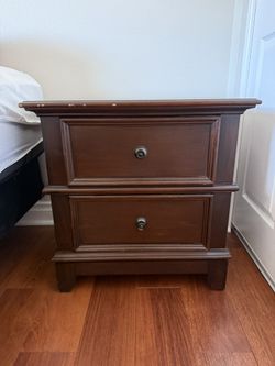 Wood Nightstand with 2 Drawers – Classic Dark Finish