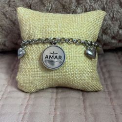 Stainless Steel Bracelet With Heart Charms 