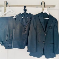 Men’s Four Piece Wedding Suit, Black 