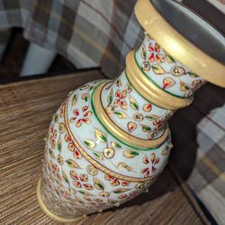 Marble Vase Flower Pot Handicraft Meenakari Stone Hand Painted Indian Art