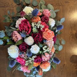 Floral Arch Arrangement - Dusty Rose, Blush Orange and Magenta 